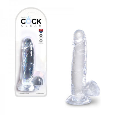 King Cock - Dildo 7 po Avec Testicules - Transparent